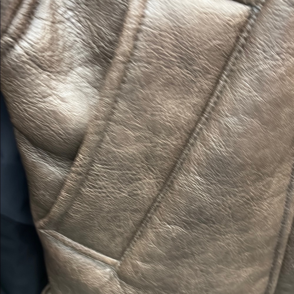Brown Shearling Leather Jacket Viscose 71% Polyes… - image 4